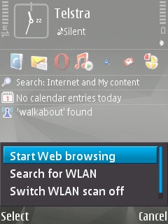 Using the 'Walkabout' access point to start web services on the Symbian device.