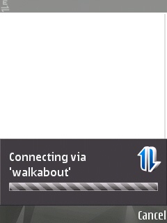 The screen on the Symbian device showing that the connection is loading.